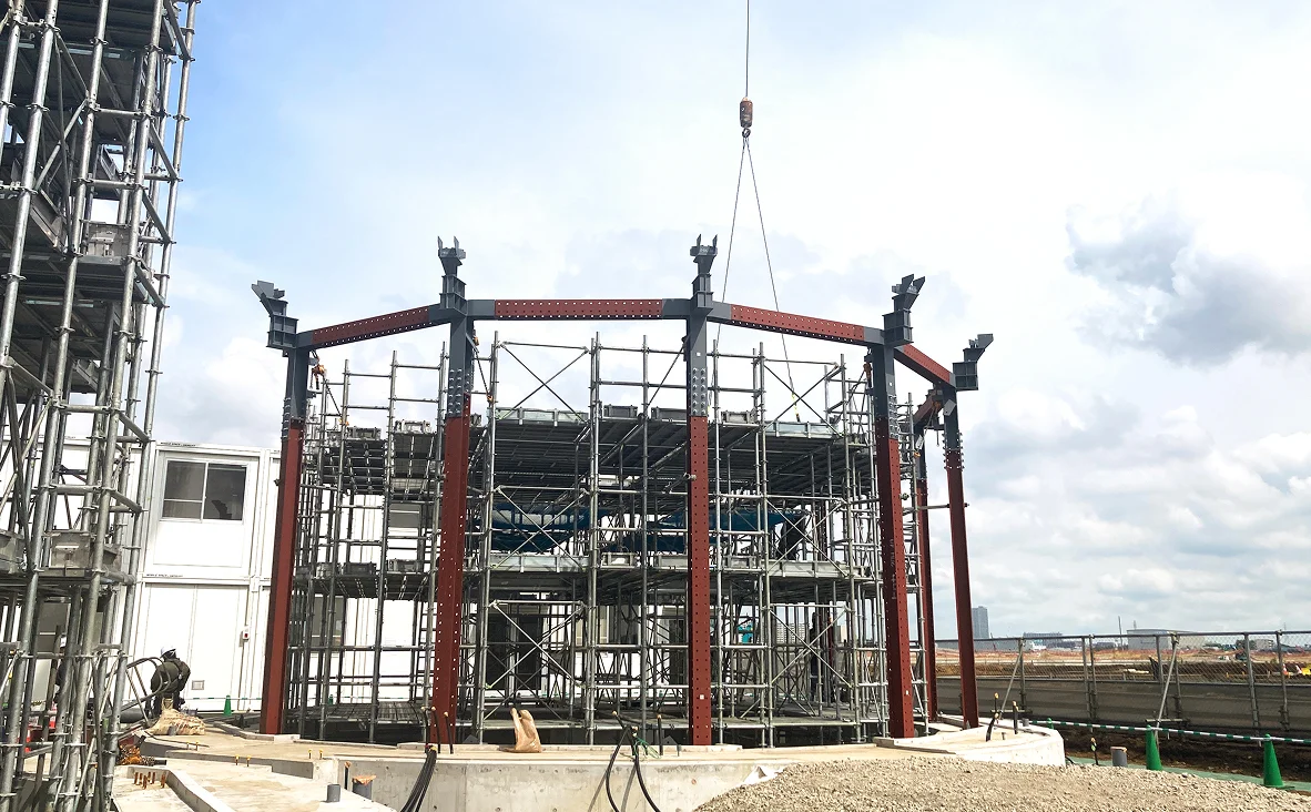 Photo of structural frame erection